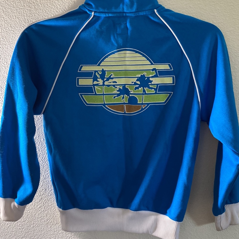 Adidas Sweatshirt Boys Size S Small Full Zip Blue White Logo Pockets - Picture 3 of 12